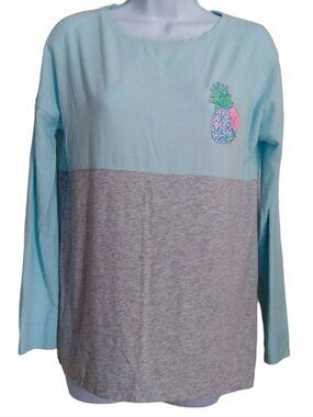 Lilly Pulitzer Swizzle Finn Top Long Sleeve Pineapple Medium Soft Cute Lily core